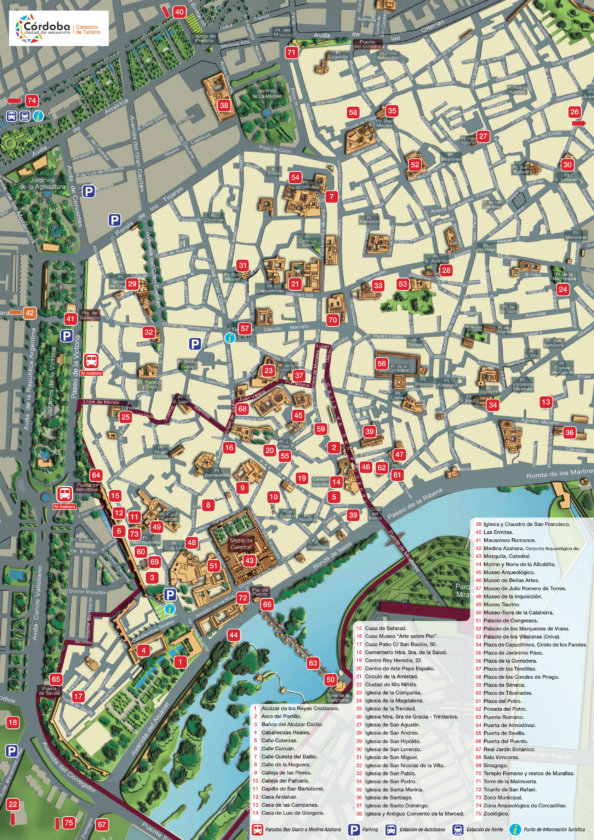Touristische Karte von Córdoba