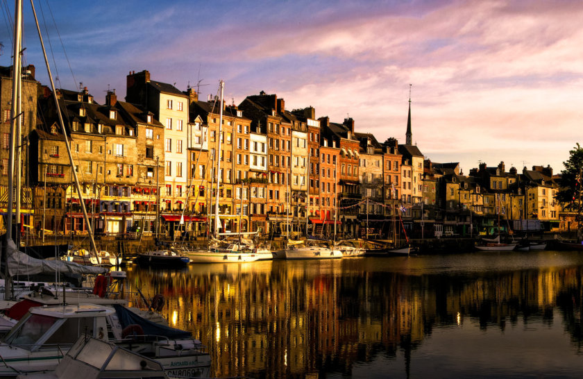 Vieux Bassin, in Honfleur, at sunset