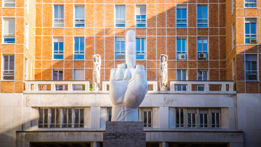 LOVE sculpture milan middle finger