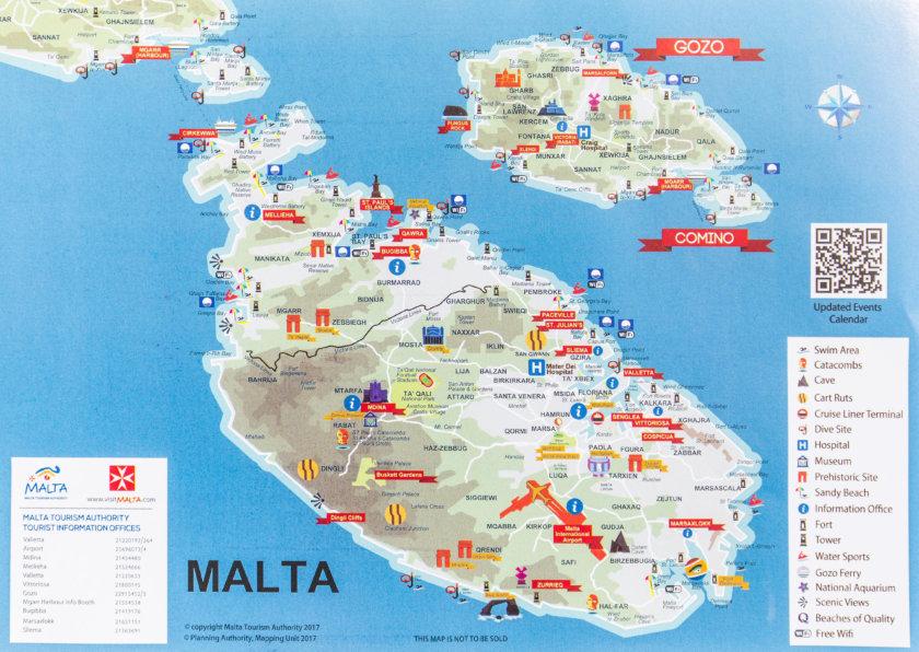 Mapa turístico de Malta