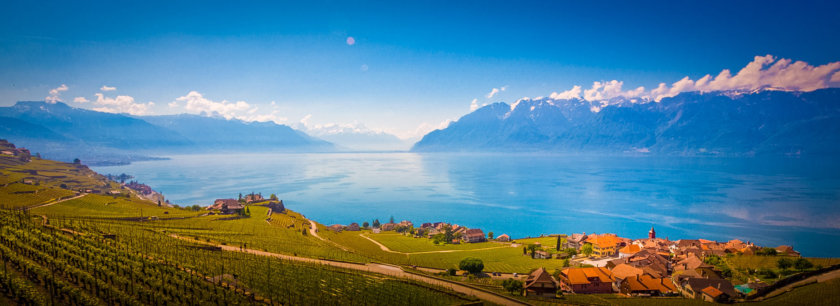 Paisagens nos Terraços de Lavaux Vineyard Suíça