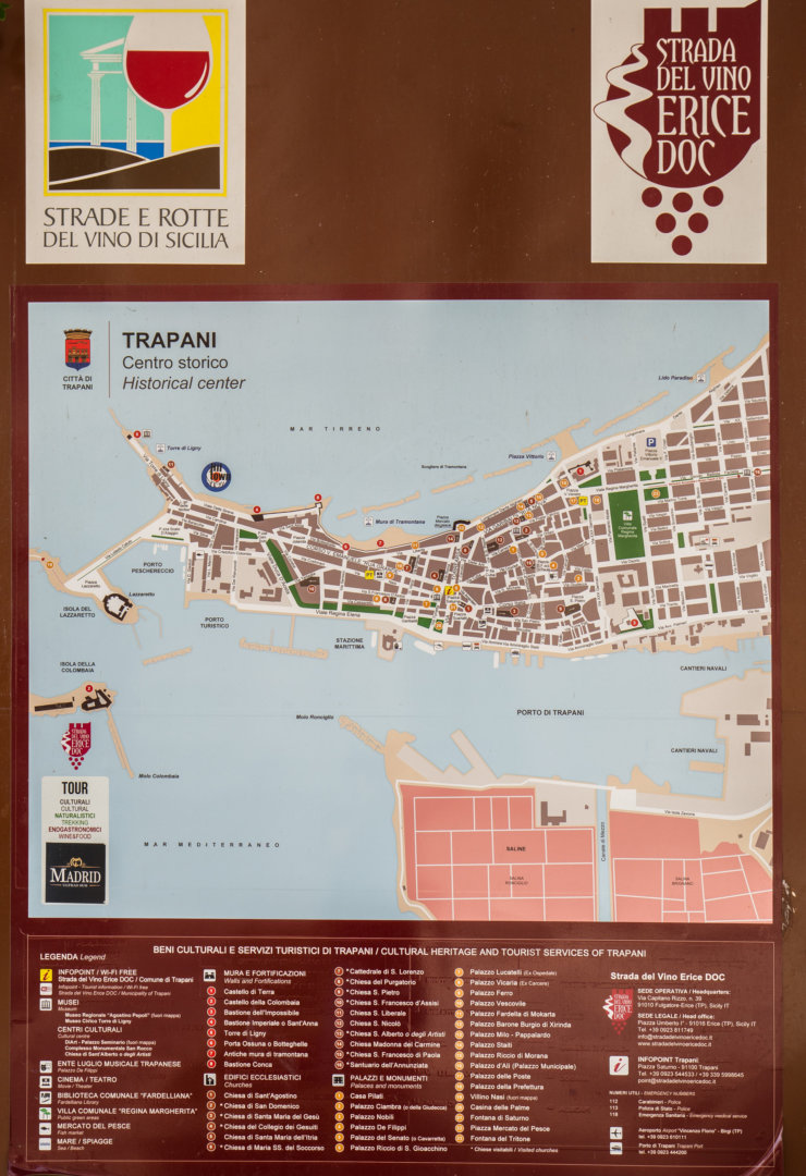 Carte du centre historique de TrapaniCarte du centre historique de Trapani