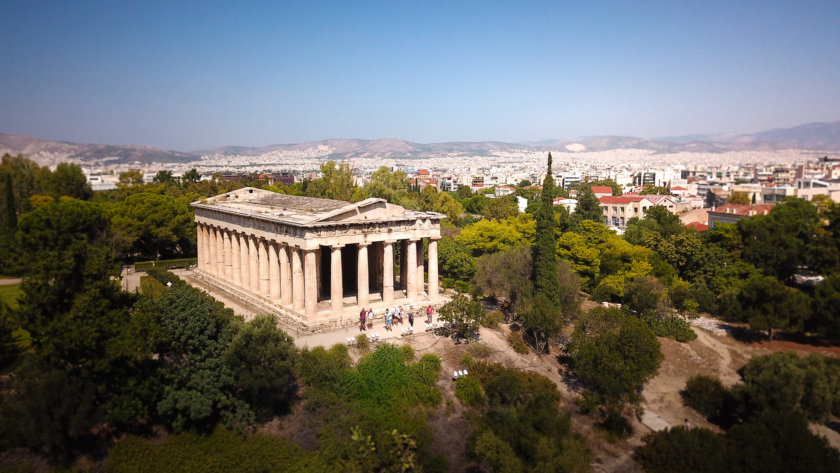 The ancient Agora and The Temple of Hephaestus in Athens
