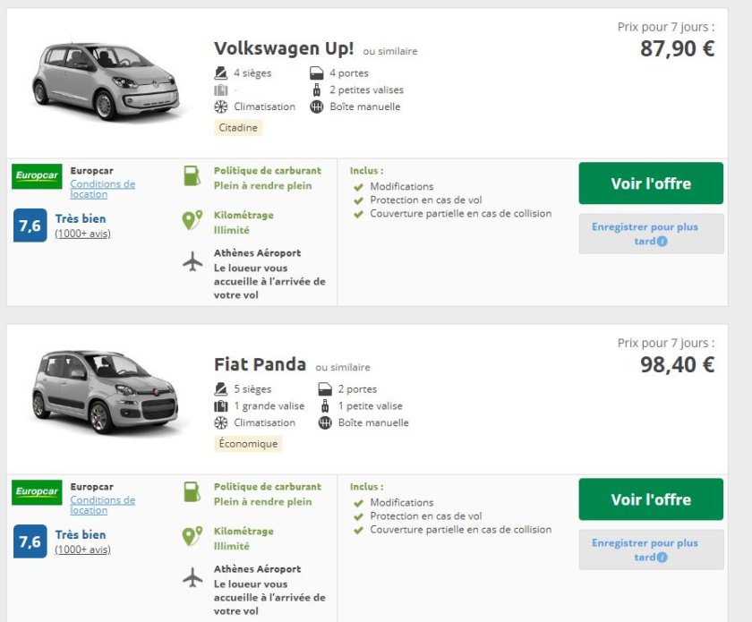 Comparer les tarifs de location de voitures avec Rentalcars