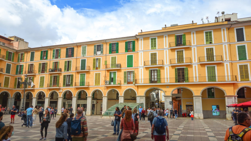 The Plaça Mayor in Palma de Mallorca