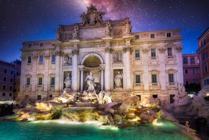 Trevi fountain by night